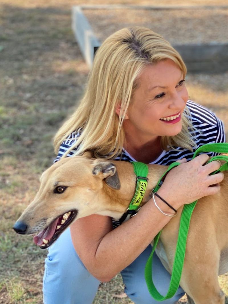 Ranger Stacey from Totally Wild with Nala the GAP greyhound